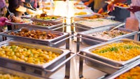 a buffet with many different types of food